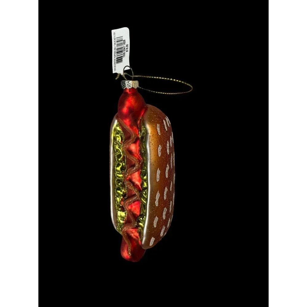 Macy’s Holiday lane Glass hot dog Christmas ornament